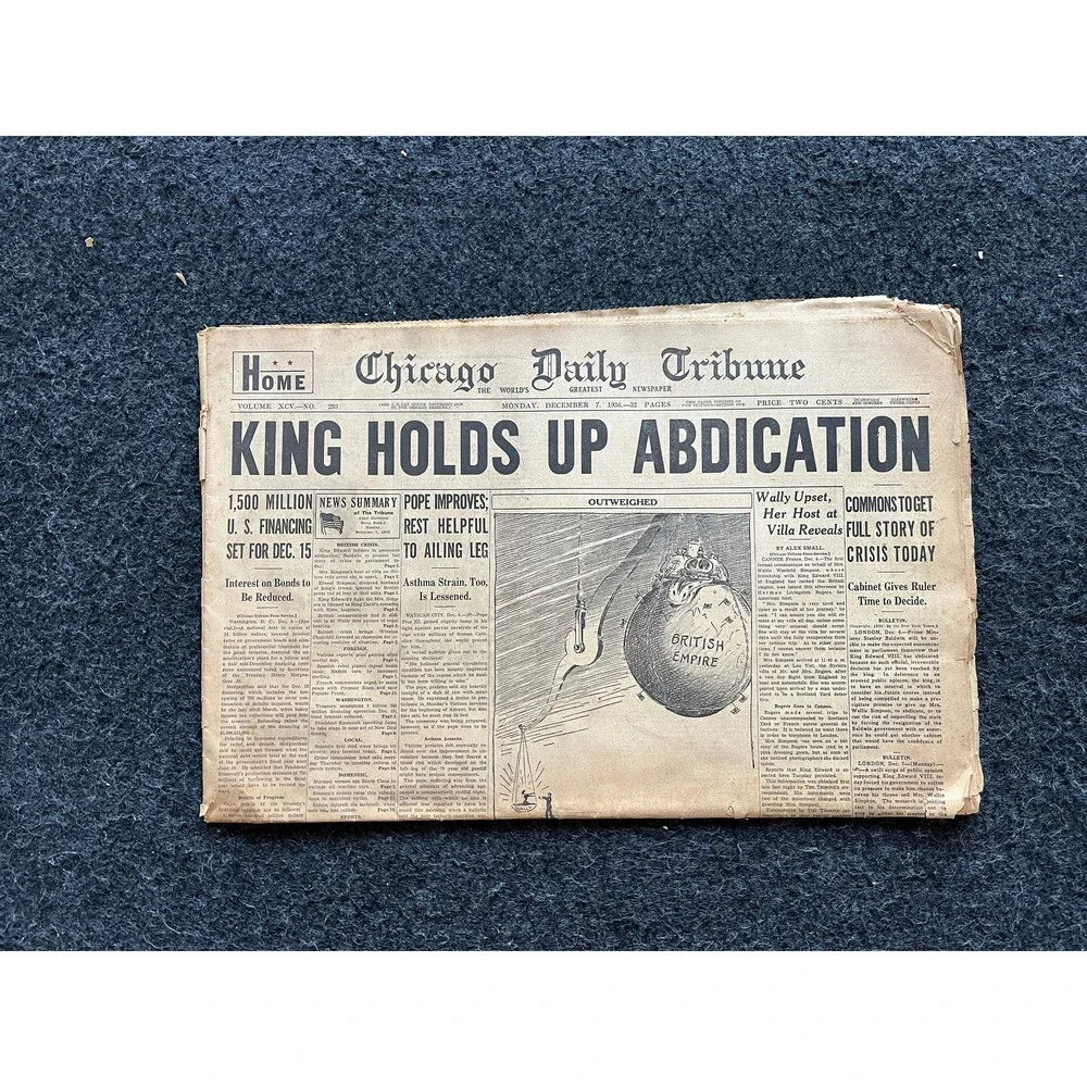 1936 Kind Edward Abdicates Crown King Wally - British Monarchy, UK Politics, Qu